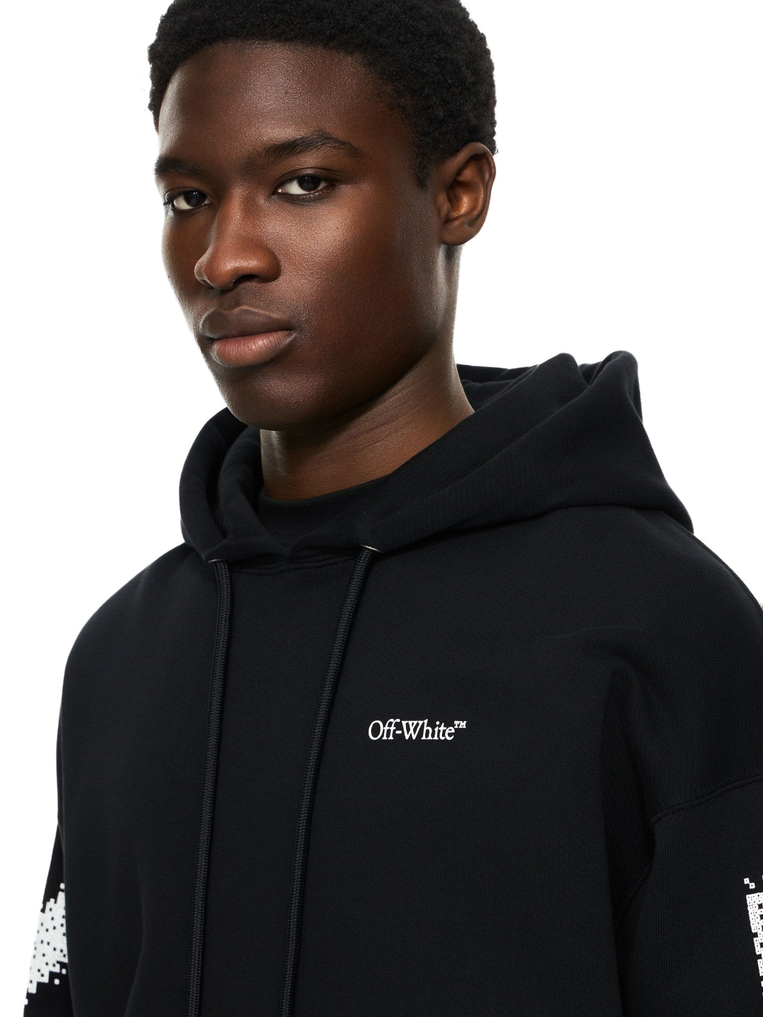 OFF WHITE PIXEL DIAGONAL SKATE HOODIE BLACK