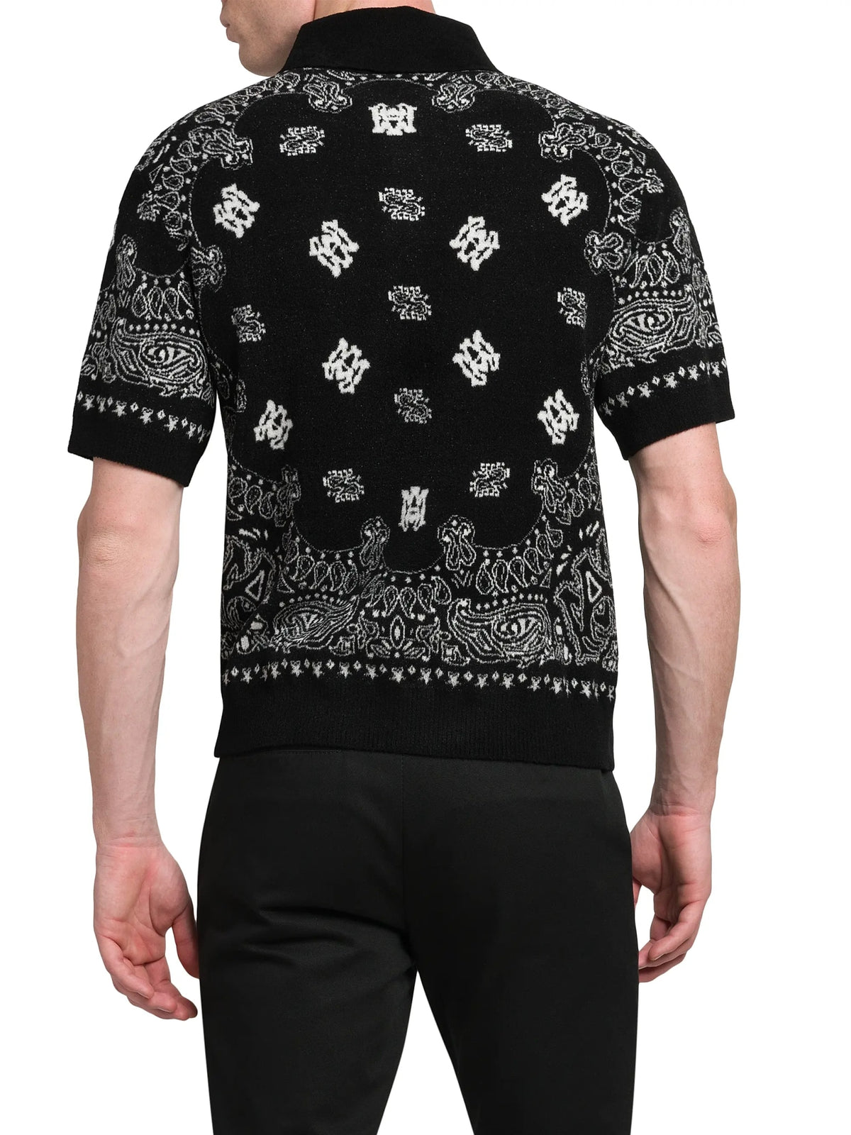 AMIRI BANDANA SWEATER POLO BLACK