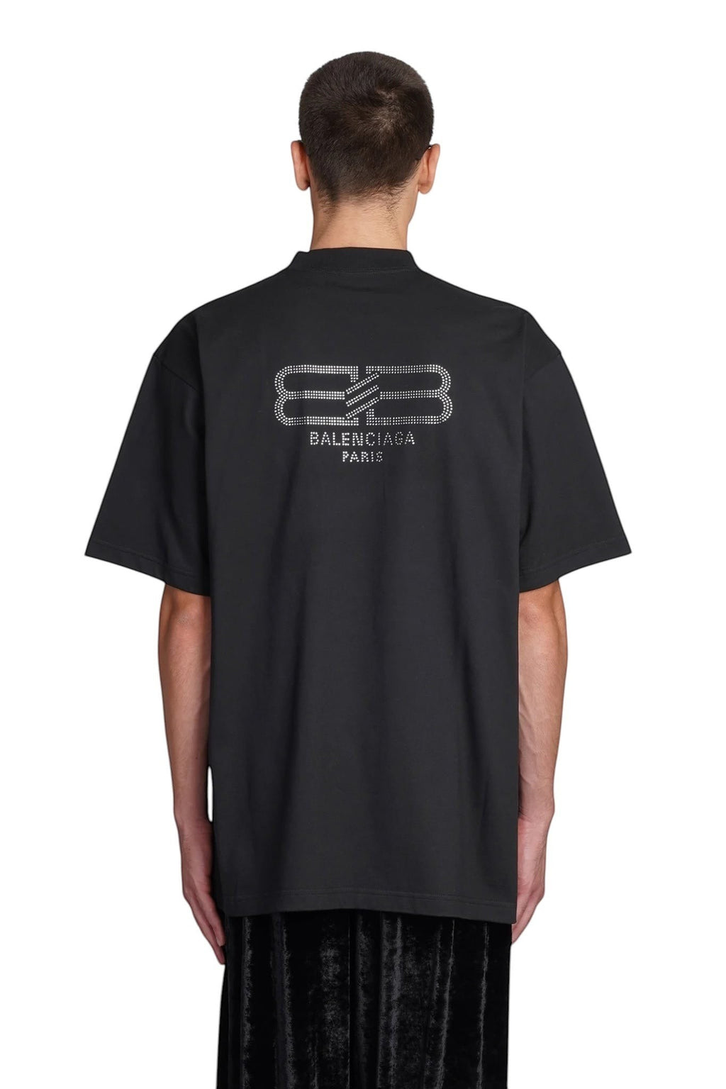 BALENCIAGA BB LOGO RHINESTONES T-SHIRT BLACK