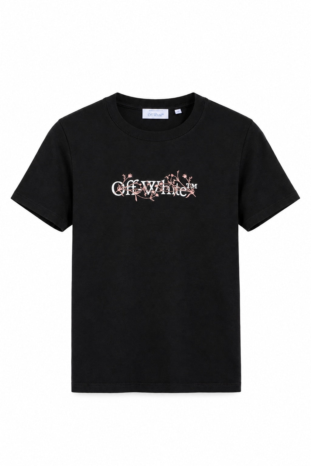 OFF WHITE FLORAL BASIC T-SHIRT BLACK