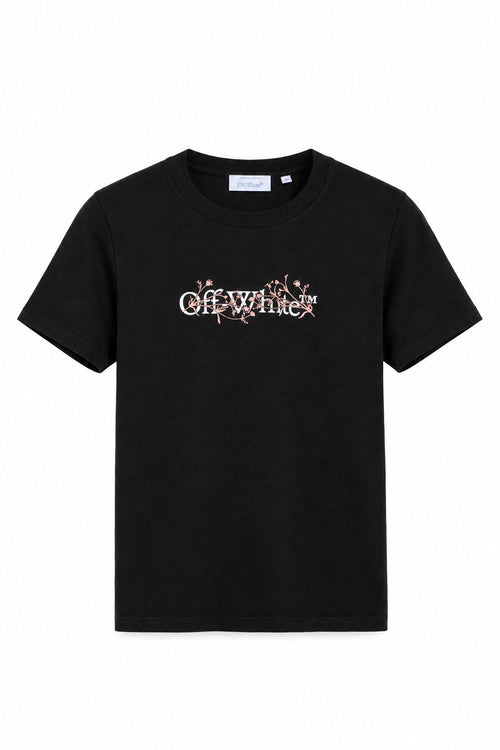OFF WHITE FLORAL BASIC T-SHIRT BLACK