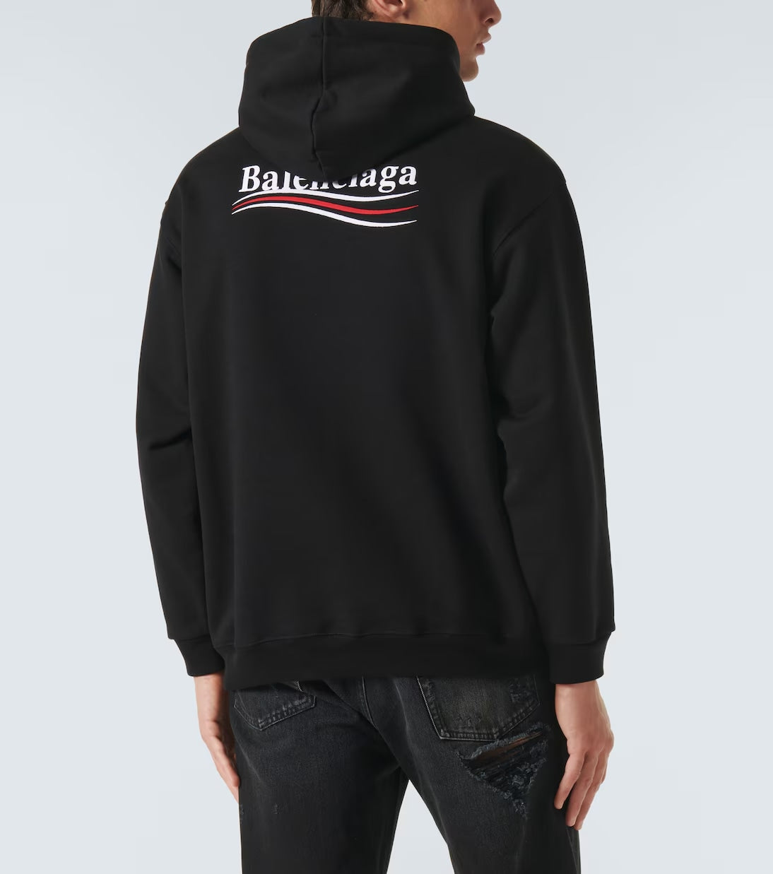 BALENCIAGA POLITICAL CAMPAIGN LOGO OVERSIZED HOODIE BLACK