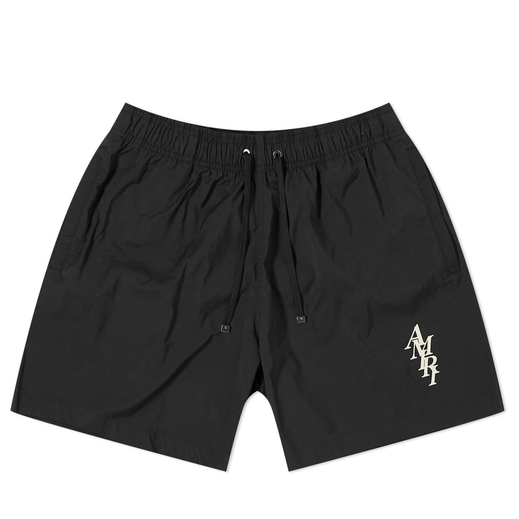 AMIRI STAGGERED SWIM SHORTS BLACK