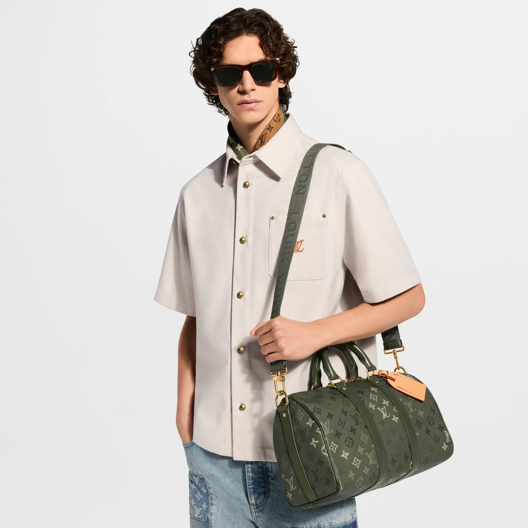 LOUIS VUITTON MONOGRAM KEEPALL BANDOULIERE 35 KHAKI GREEN