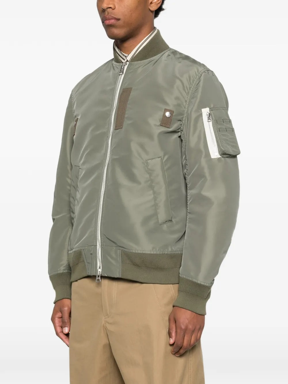SACAI ZIP BOMBER JACKET GREEN