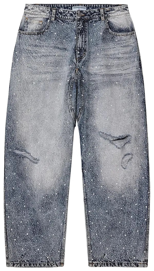 VALLEY LIGHT WASH RHINESTONE JEANS