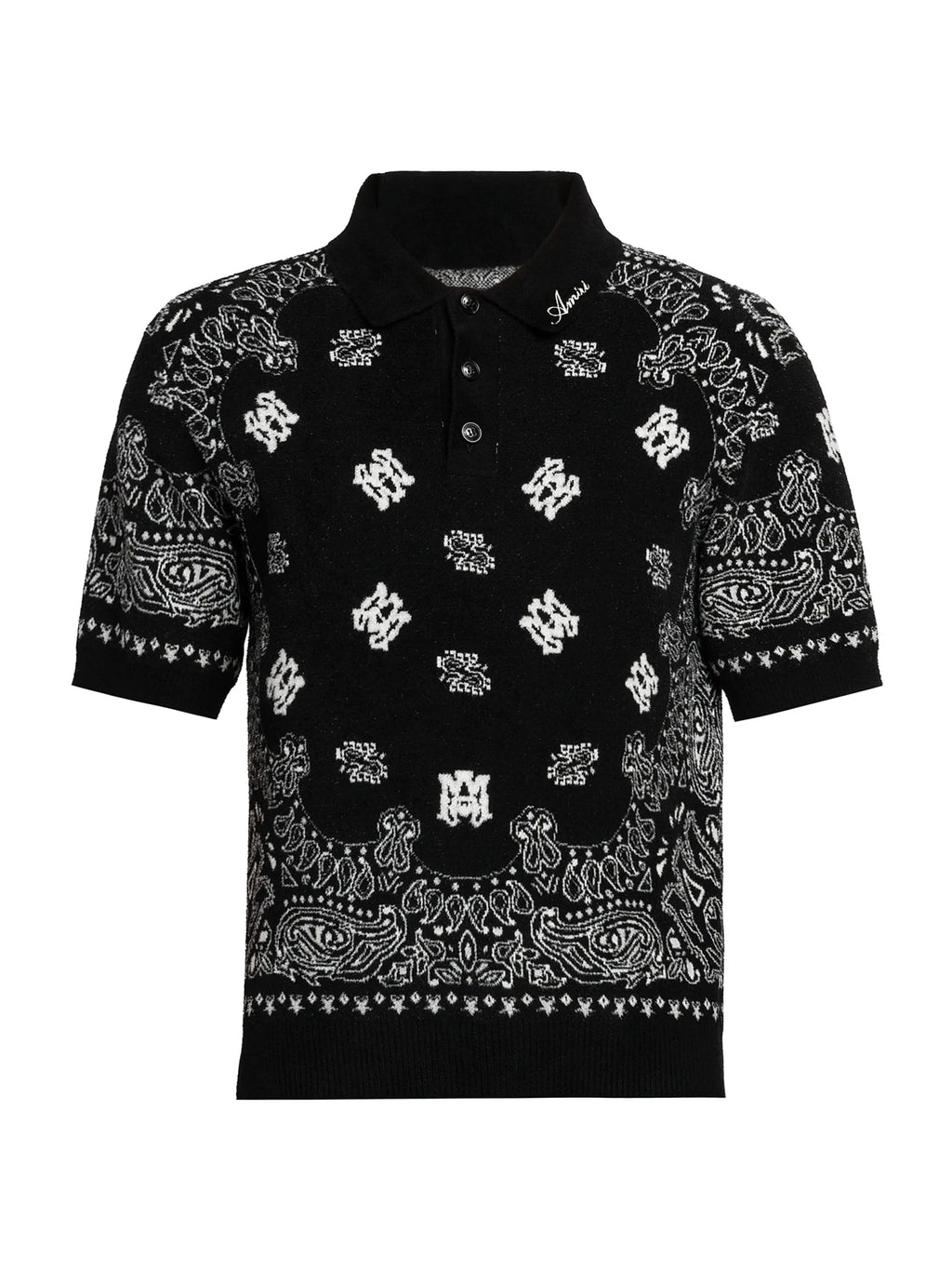 AMIRI BANDANA SWEATER POLO BLACK