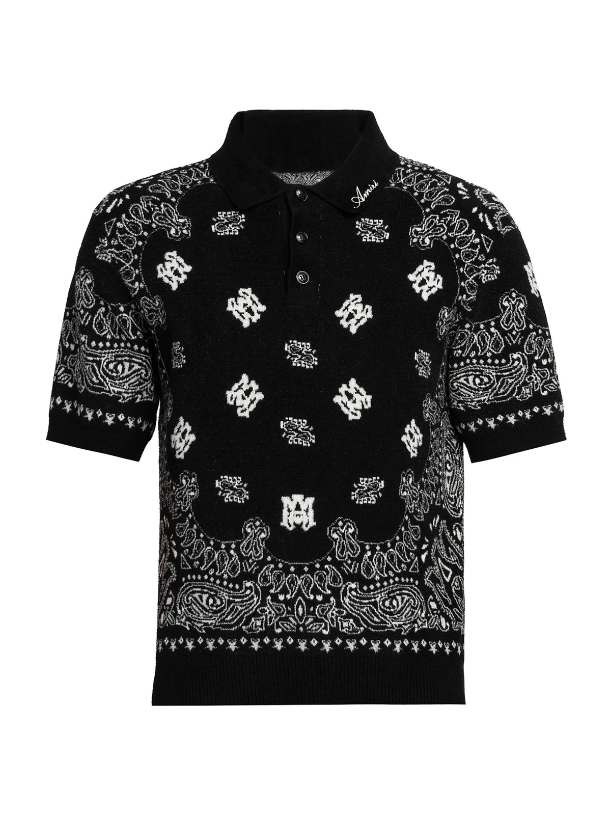 AMIRI BANDANA SWEATER POLO BLACK