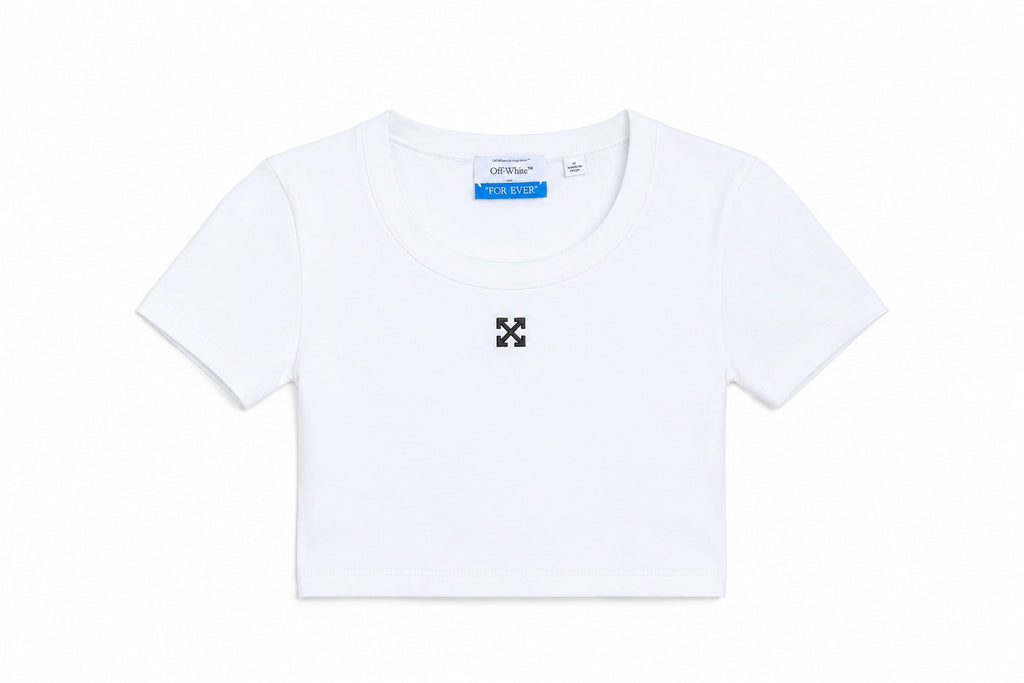 OFF WHITE RIBBED ARROW CROP T-SHIRT WHITE