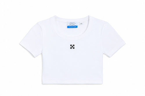 OFF WHITE RIBBED ARROW CROP T-SHIRT WHITE