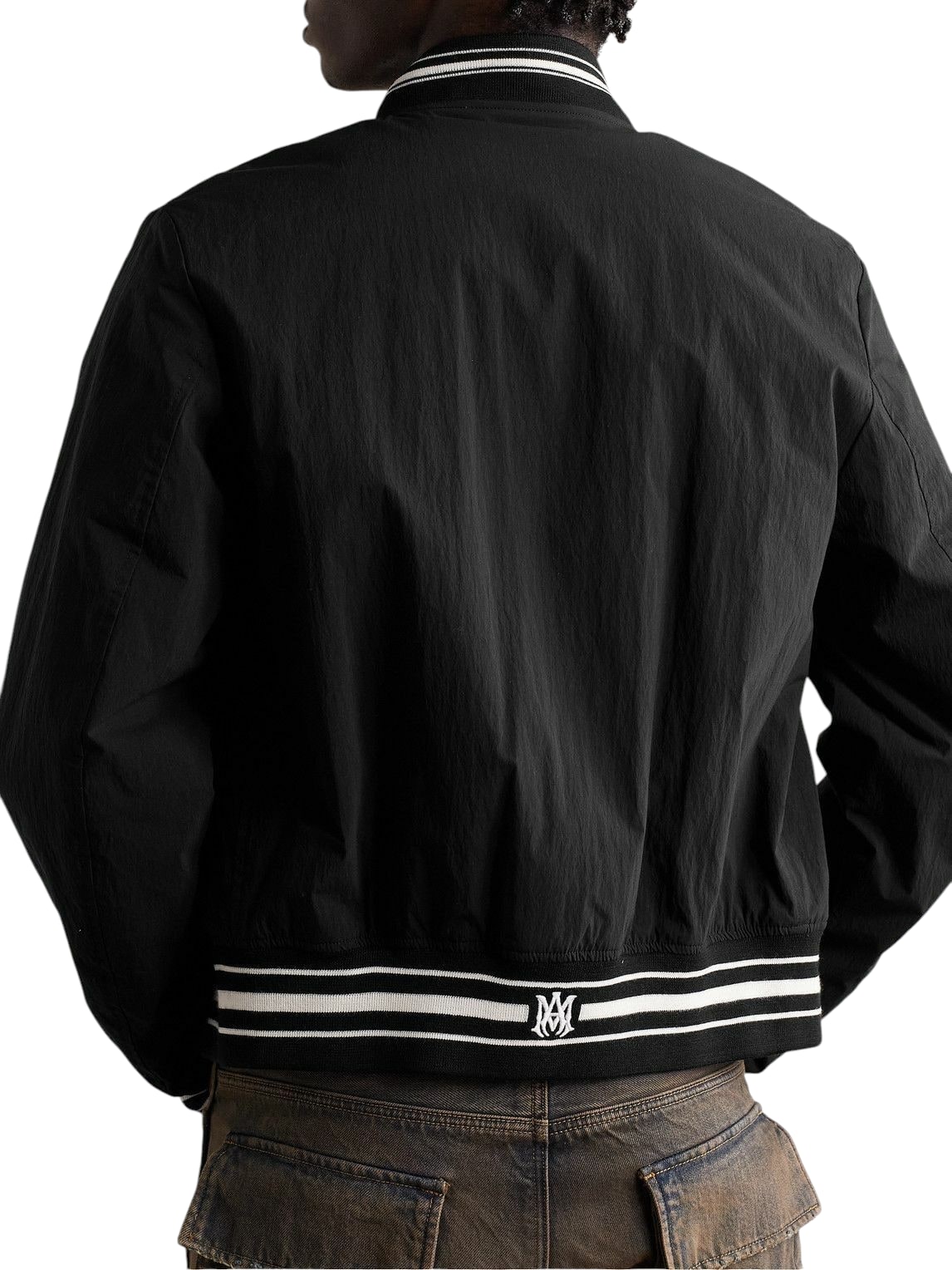 AMIRI 22 DISTRESSED LOGO BOMBER NYLON JACKET