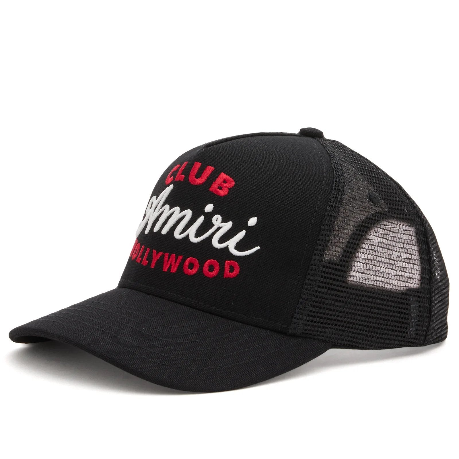 AMIRI CLUB HOLLYWOOD TRUCKER HAT BLACK RED
