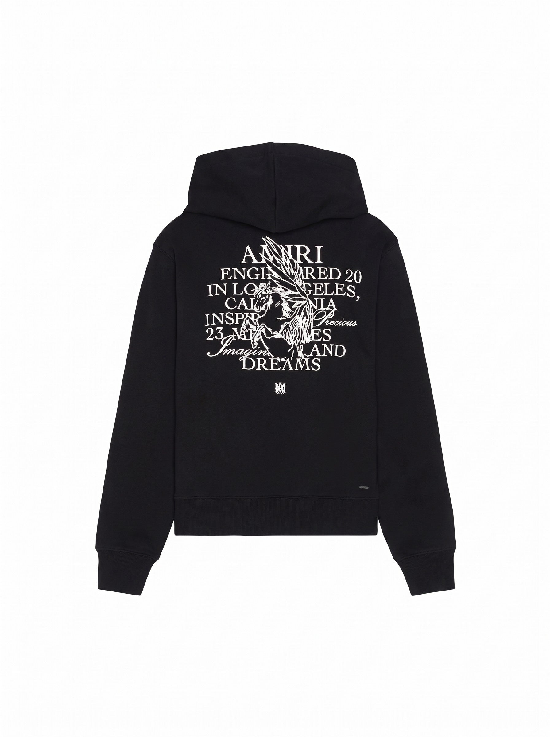Sudadera negra con capucha AMIRI Precious Memories de The Hype Company con estampado gráfico blanco en la espalda