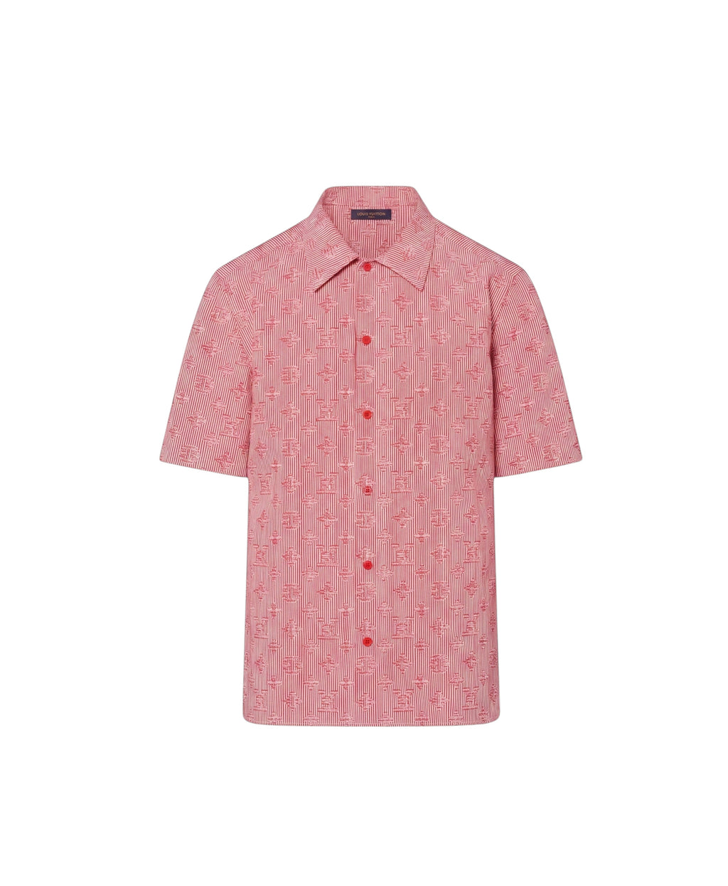 Camisa de manga corta The Hype Company Louis Vuitton Illusion en color rojo con estampado de rayas y monograma