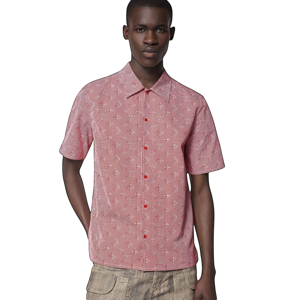 Camisa roja de manga corta con estampado Illusion de The Hype Company, corte clásico y botones frontales