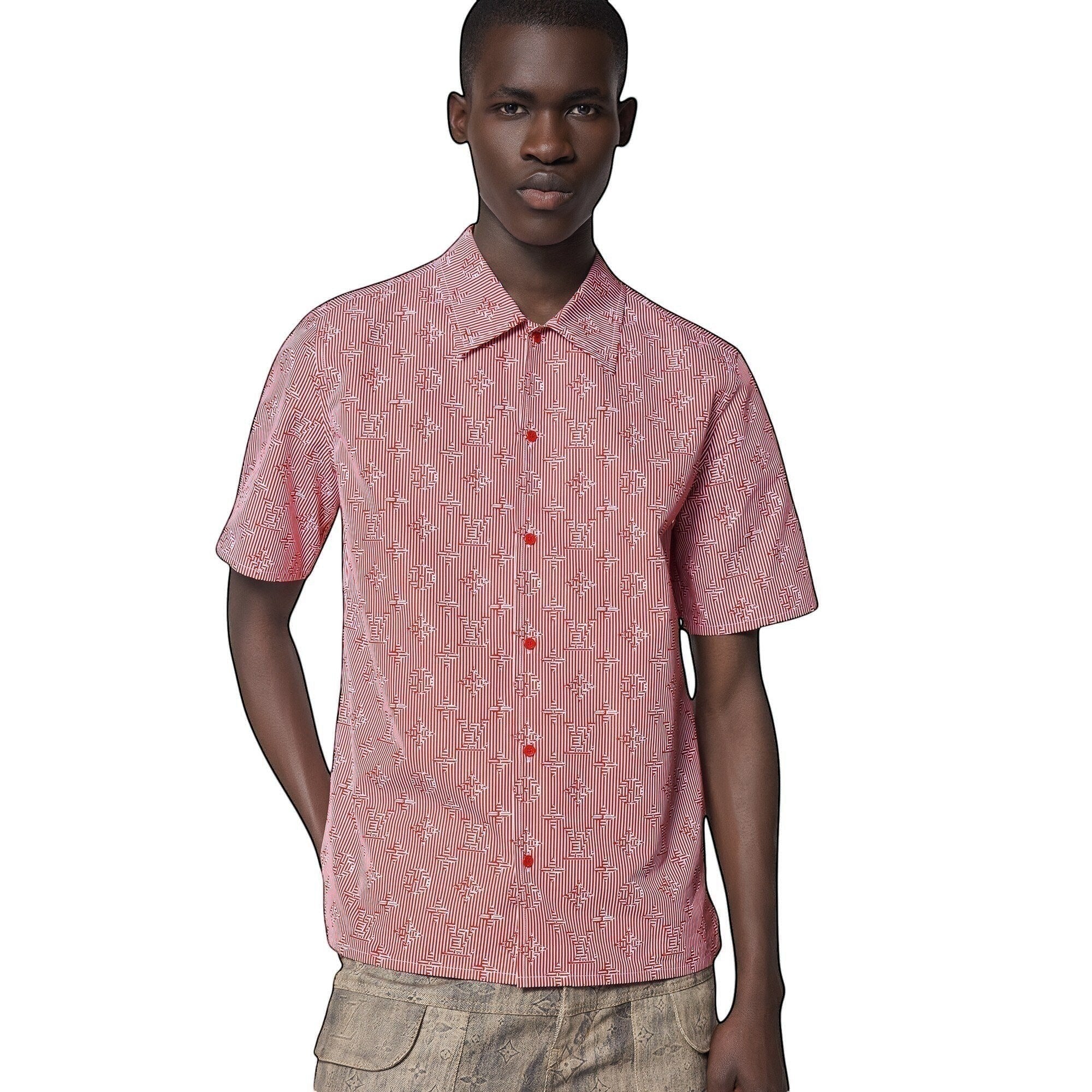 Camisa roja de manga corta con estampado Illusion de The Hype Company, corte clásico y botones frontales