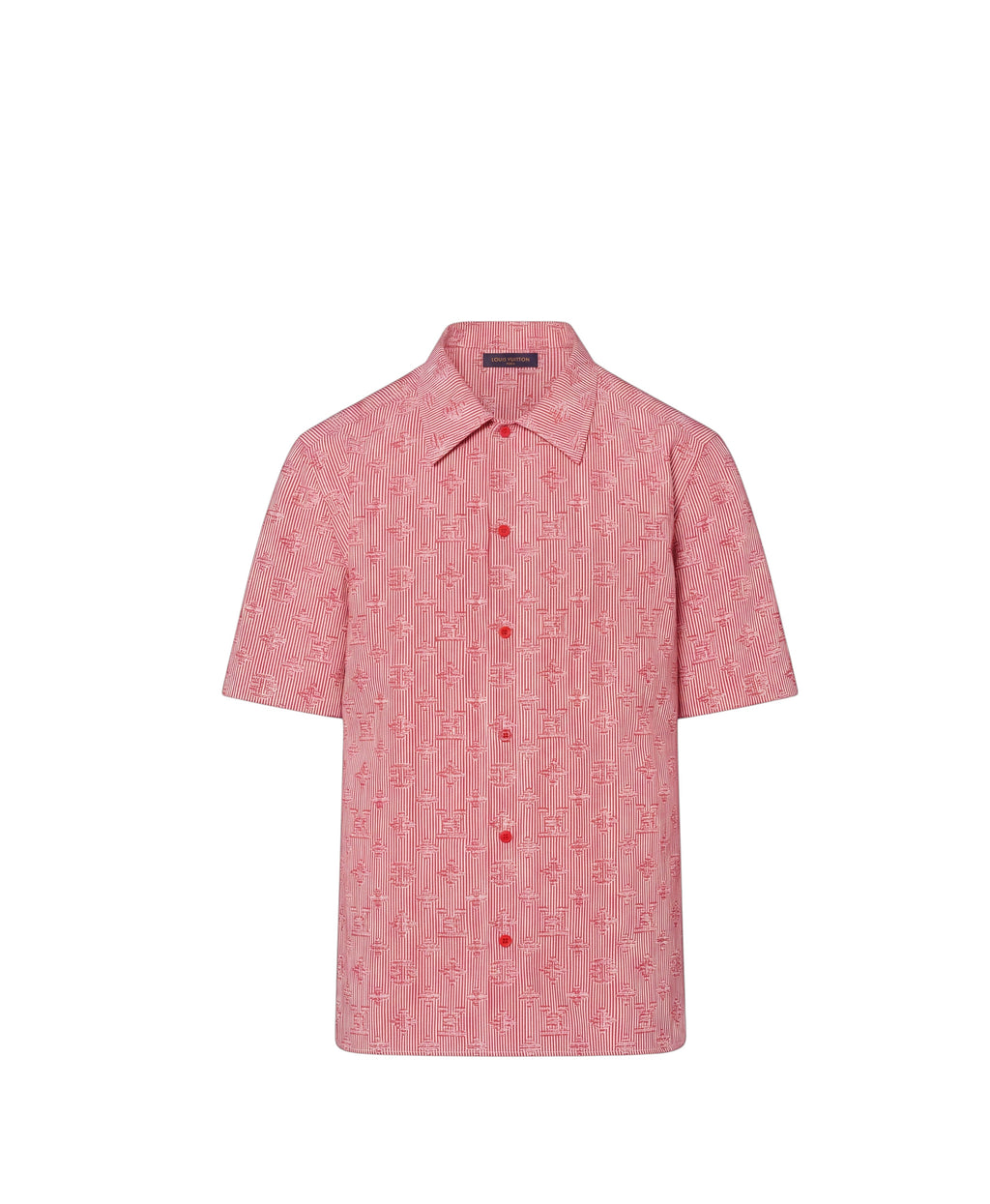 Camisa roja de manga corta The Hype Company con estampado de rayas y monograma Louis Vuitton Illusion
