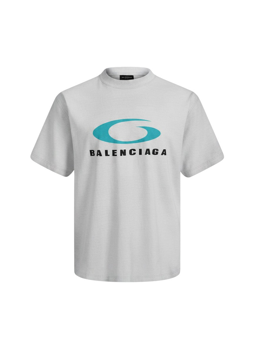 Camiseta blanca de algodón The Hype Company con logo Balenciaga en azul y negro en el pecho
