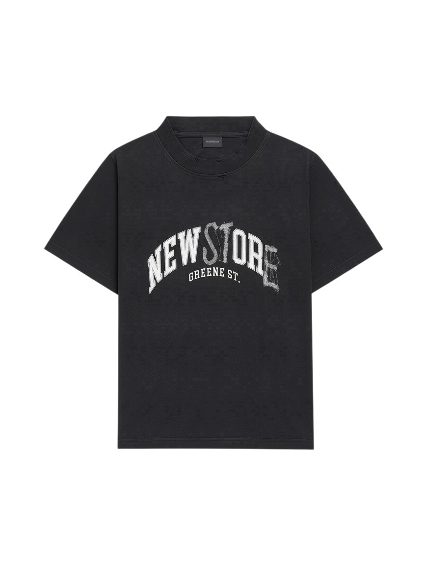 Camiseta negra de algodón The Hype Company Balenciaga New Store con estampado gráfico en el pecho