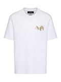 Camiseta blanca de algodón The Hype Company con logo AMIRI bordado en color champán en el pecho