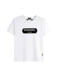 Camiseta blanca de algodón The Hype Company con logo CHANEL PARIS en negro en el pecho