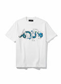 Camiseta blanca de algodón The Hype Company con estampado de dragón azul y logo AMIRI en el pecho