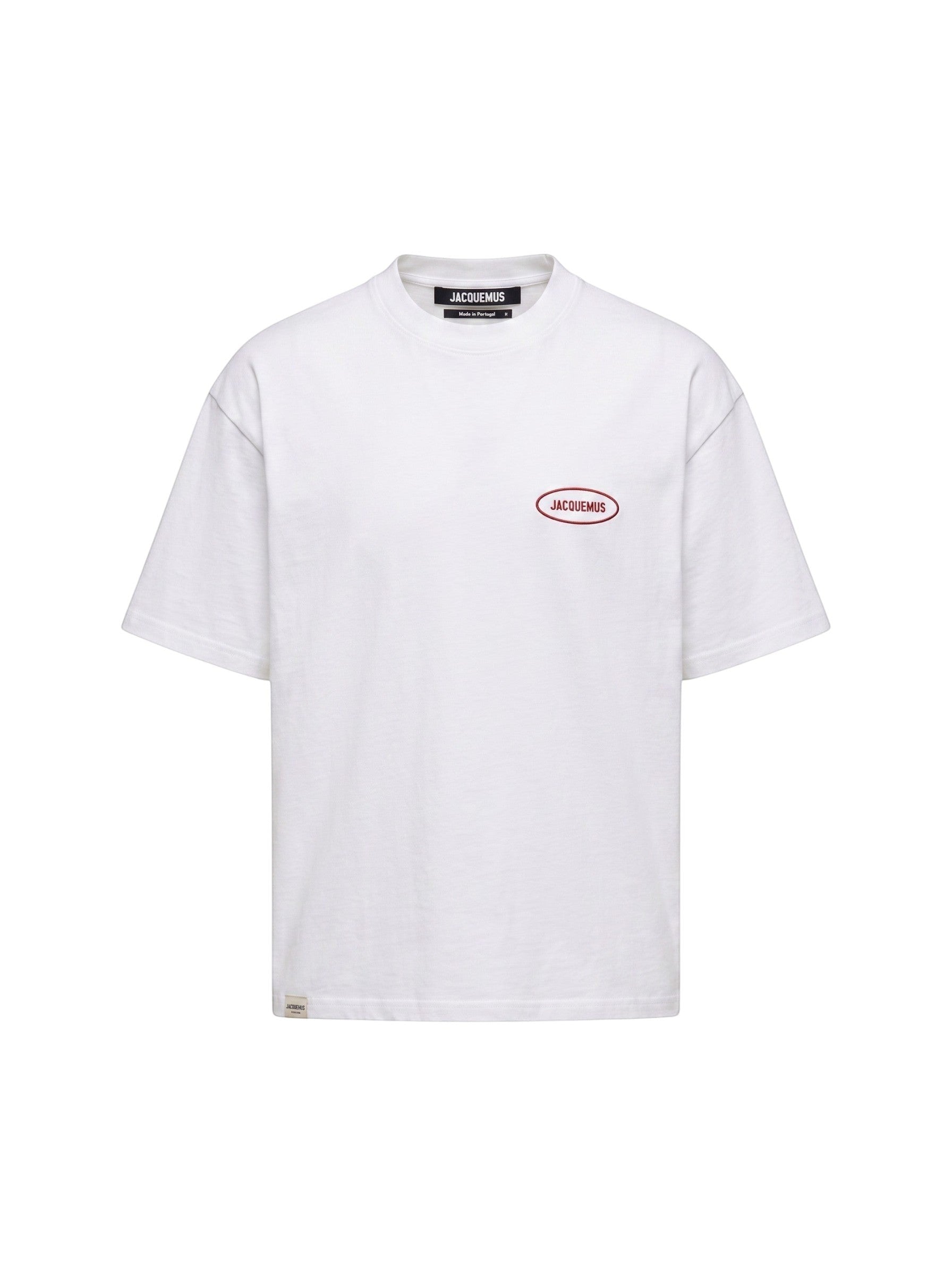 Camiseta blanca de algodón The Hype Company Jacquemus Stazione con logo ovalado rojo en el pecho