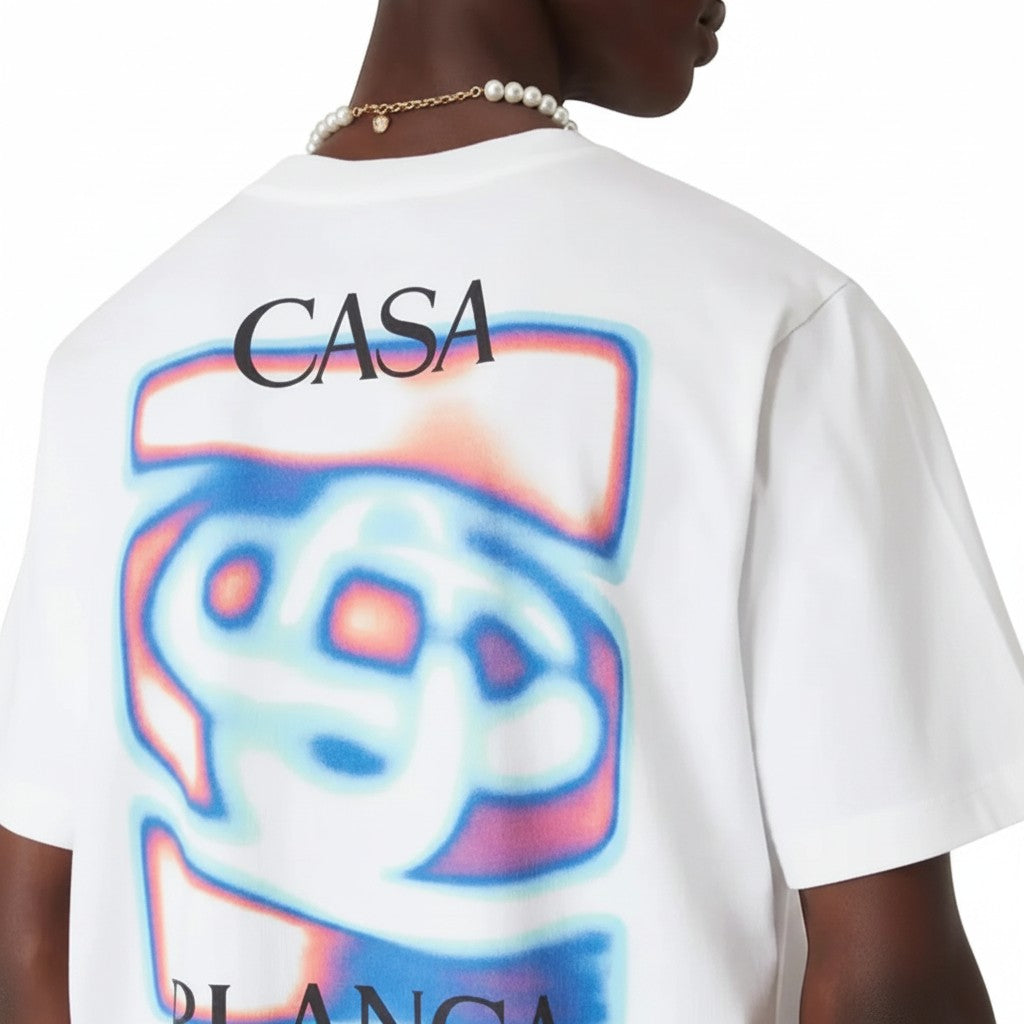Camiseta blanca The Hype Company con estampado gráfico de mapa de calor y logo Casablanca en la espalda