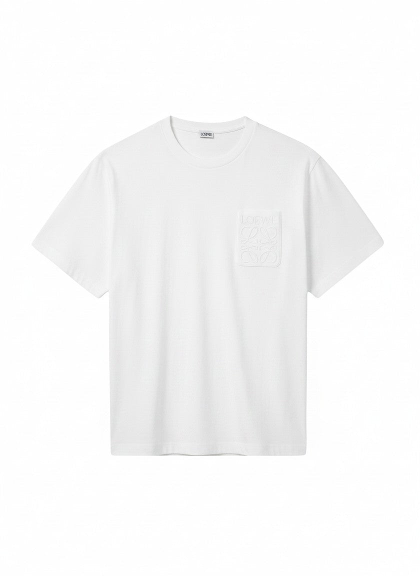 Camiseta blanca de algodón The Hype Company con bolsillo frontal y logo Anagram de LOEWE bordado en tono sobre tono