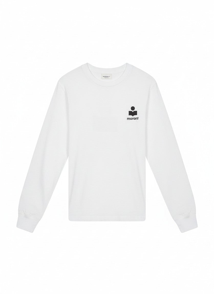 Camiseta de manga larga blanca con logotipo negro de The Hype Company, diseño minimalista de algodón
