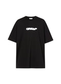 Camiseta negra de algodón The Hype Company con logotipo Off-White borroso estampado en el pecho