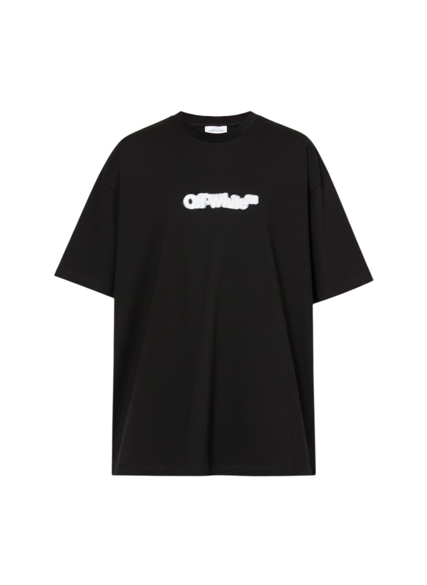 Camiseta negra de algodón The Hype Company con logotipo Off-White borroso estampado en el pecho