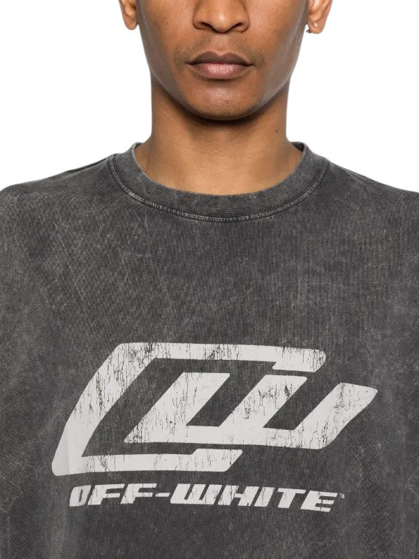 Camiseta The Hype Company Off White OWR Skate en negro lavado con estampado gráfico desgastado en el pecho
