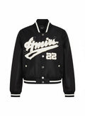 Chaqueta bomber negra de nailon The Hype Company con logo AMIRI 22 desgastado y detalles de rayas en cuello y puños