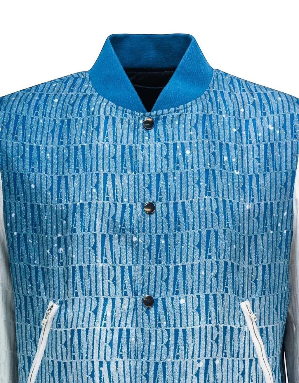 Chaqueta bomber de seda The Hype Company con estampado de logo AMIRI, efecto degradado y salpicaduras de pintura azul