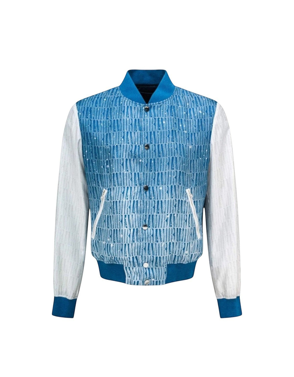 Chaqueta bomber The Hype Company de sarga de seda azul con estampado de logo degradado y efecto de salpicaduras
