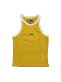 Camiseta de tirantes amarilla The Hype Company Corteiz con ribetes blancos y logo bordado en verde