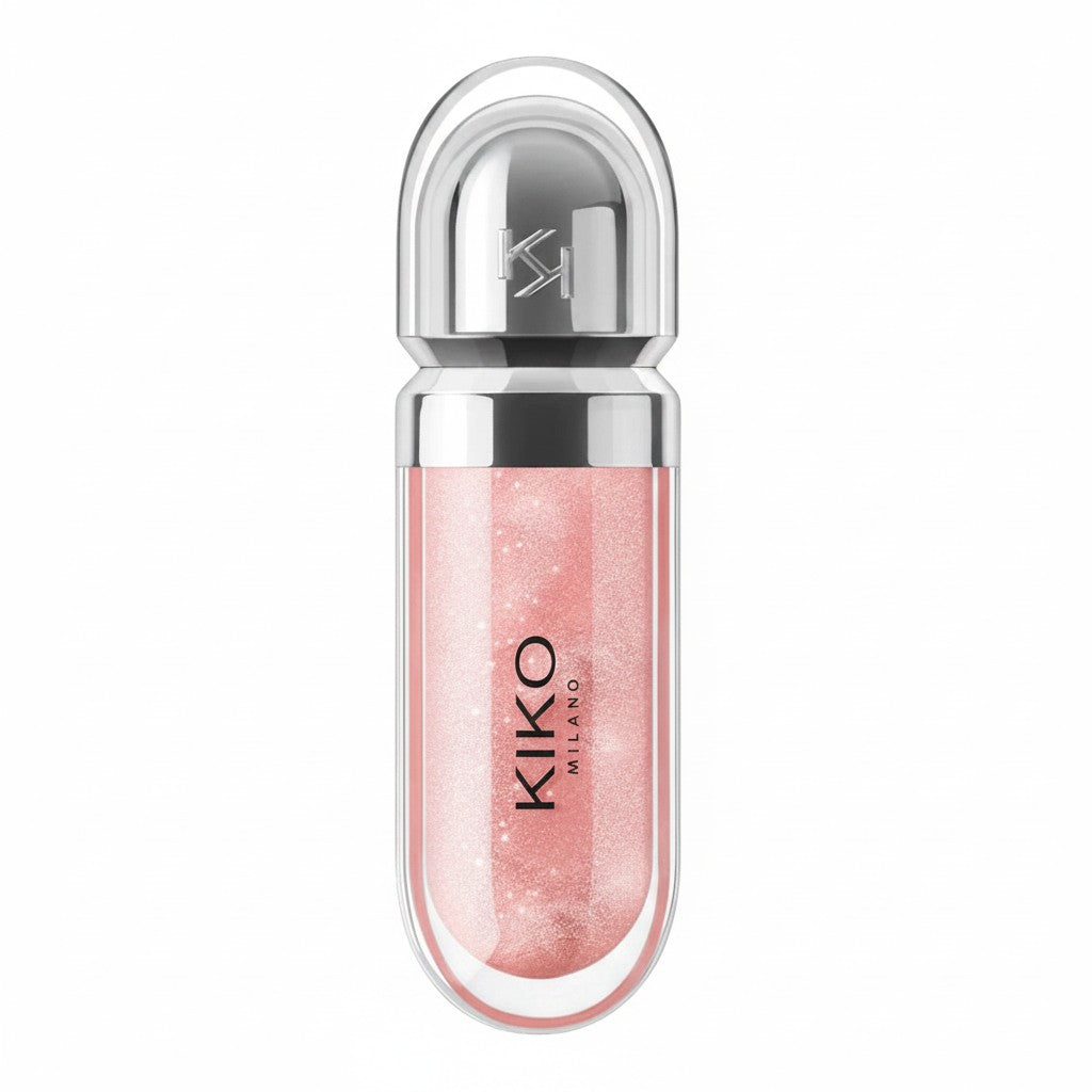The Hype Company Kiko 3D Hydra Lipgloss 31, un brillo de labios rosa pálido con purpurina y acabado brillante.