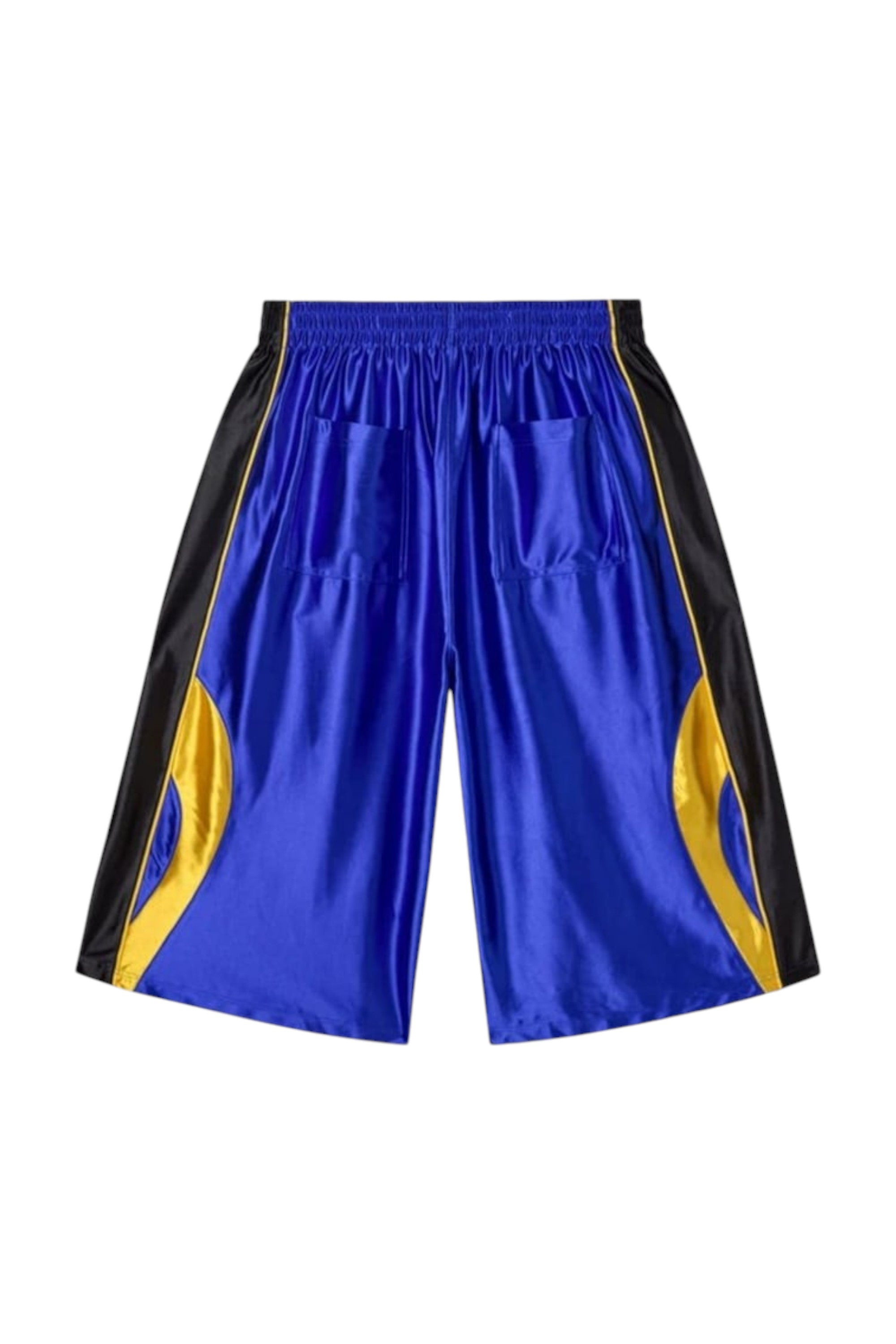Pantalones cortos de baloncesto The Hype Company en azul brillante con detalles laterales en negro y amarillo