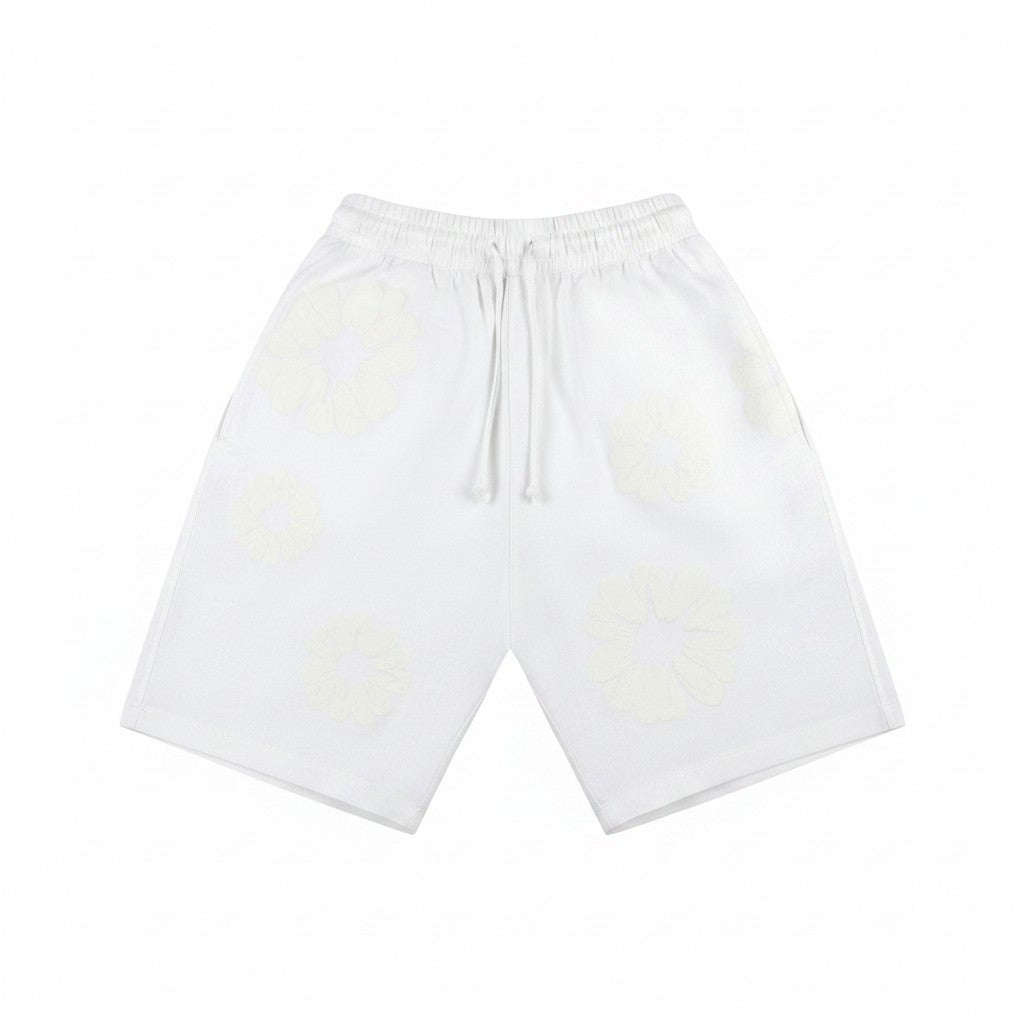 The Hype Company shorts blancos de algodón con estampado floral y cordón.