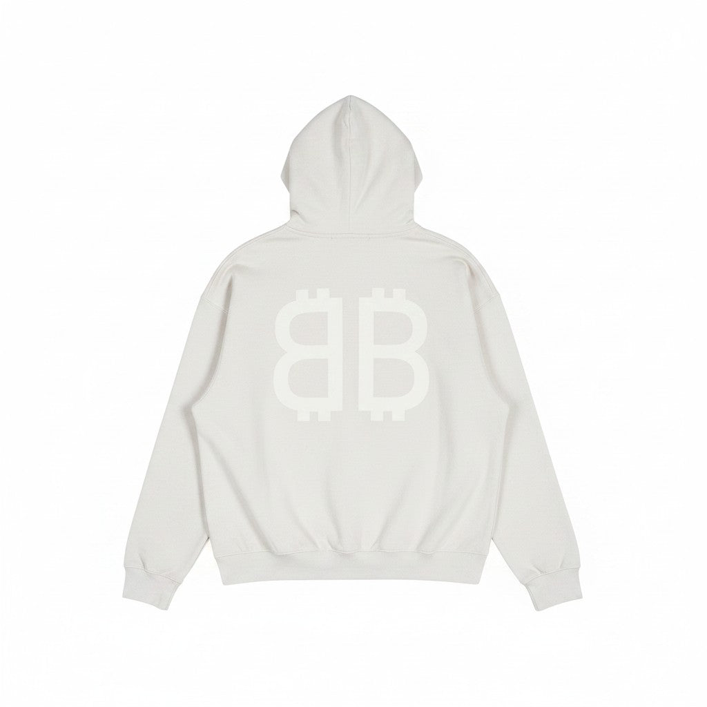 Sudadera con capucha BALENCI CRYPTO de The Hype Company en color crema con logo de criptomoneda en la espalda.