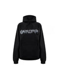 Sudadera negra con capucha Balenciaga de The Hype Company con logo metálico líquido plateado en el pecho