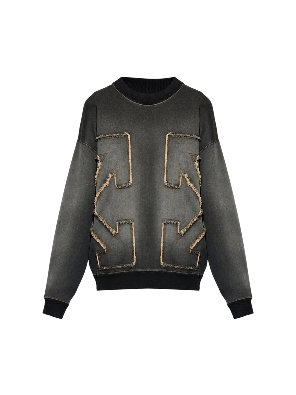 Sudadera gris The Hype Company con cuello redondo, diseño de flechas desgastadas y bordes deshilachados
