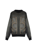Sudadera gris The Hype Company con cuello redondo, diseño de flechas desgastadas y bordes deshilachados