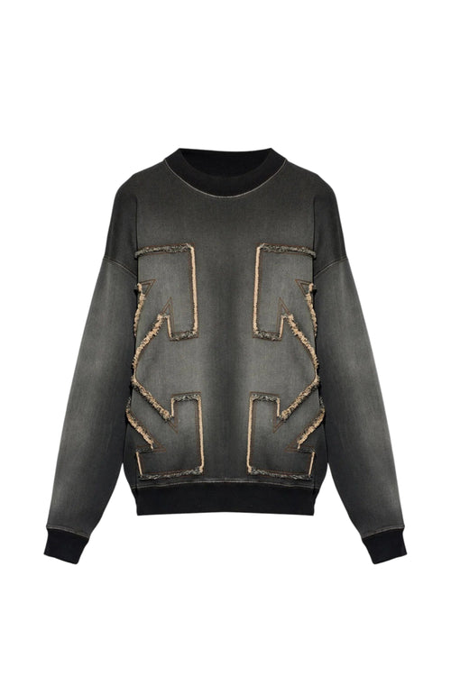 Sudadera gris The Hype Company con cuello redondo, diseño de flechas desgastadas y bordes deshilachados