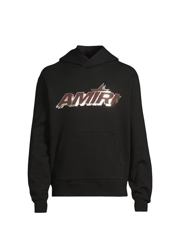 Sudadera negra con capucha The Hype Company con logo AMIRI escalonado en tonos granate y metálicos