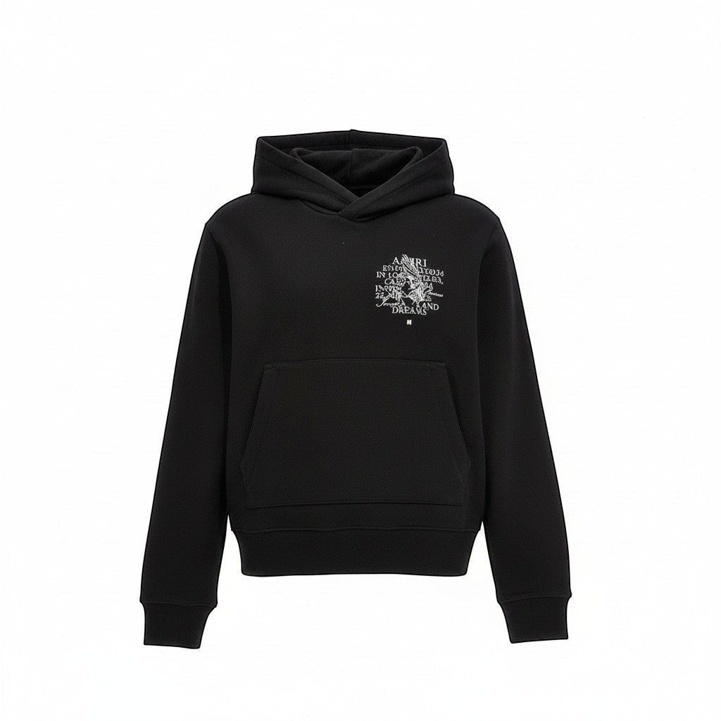 Sudadera negra con capucha AMIRI Precious Memories de The Hype Company con estampado gráfico blanco en el pecho