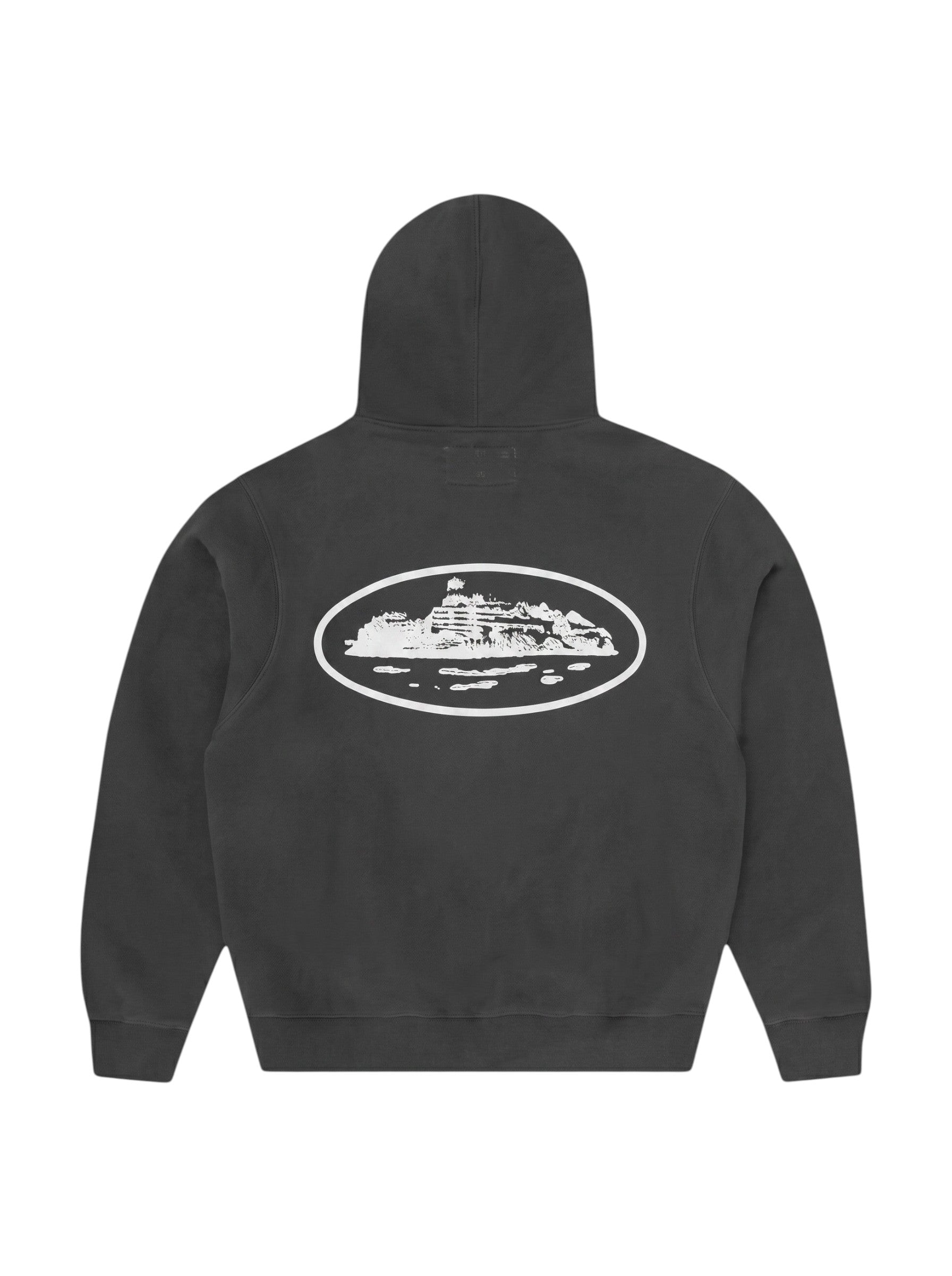 Sudadera con capucha y cremallera negra de The Hype Company con estampado puff blanco de una isla en la espalda