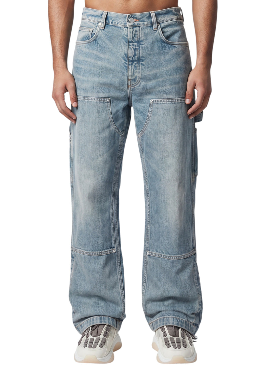 Vaqueros Carpenter Double Knee de The Hype Company en denim azul lavado con corte recto y estilo utilitario
