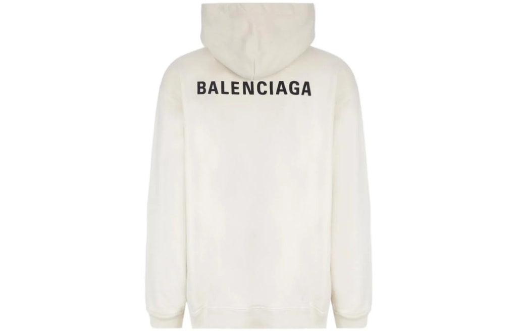 BALENCIAGA MINI BACK LOGO HOODIE BEIGE
